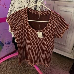 New FREE PEOPLE Garner Tee floral print